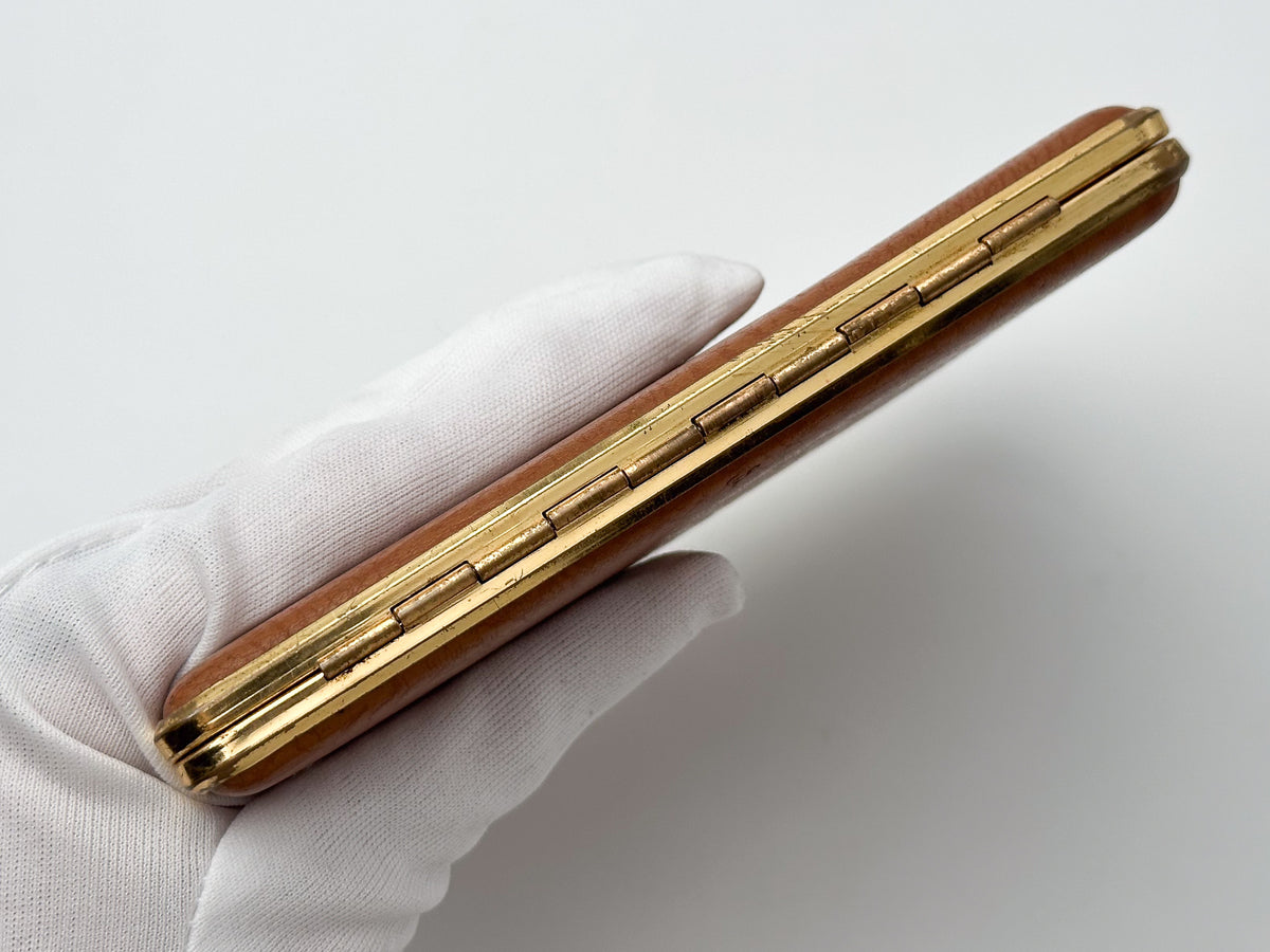 Vintage Large Brown Leatherette Brass Cigarette Case | Retro Pocket Box Western European Tobacciana