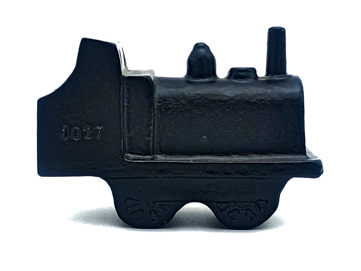 Vintage Cast Iron Black Steam Locomotive Train Paperweight Toy Model | Antique "1027" Miniature Engine
