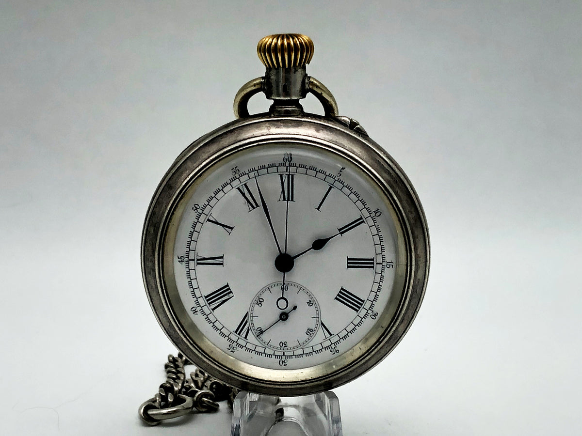 Vintage Swiss Chronograph Pocket Watch – Silver 84 / 0.875, Russian Empire Export (c. 1890s)
