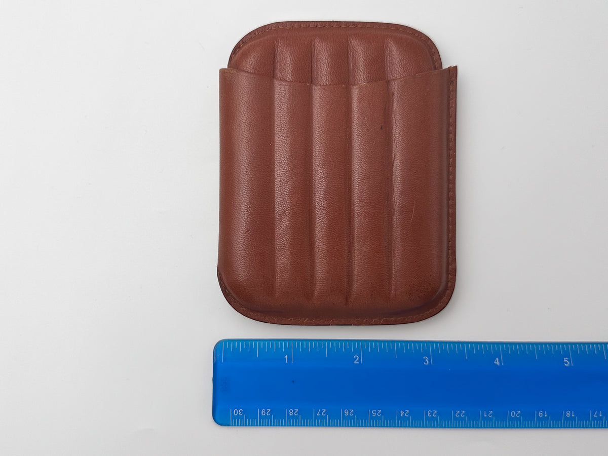 Cigar Case Justus van Maurik Vintage Brown Leather | Telescopic Pocket Cigarillo Holder Tobacciana Dutch