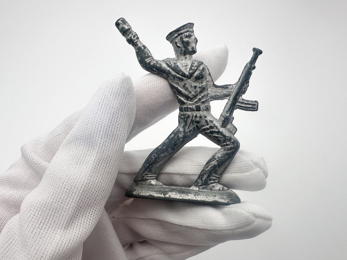 Set of 4 Vintage Soviet Metal Toy Soldiers | USSR Military Border Guards Miniatures