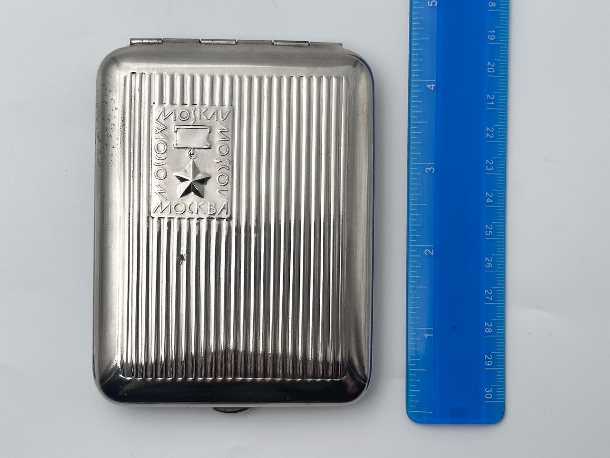 Vintage Cigarette Case Moscow Star Metal  | Art Deco Metal Pocket Box Soviet Tobacciana USSR