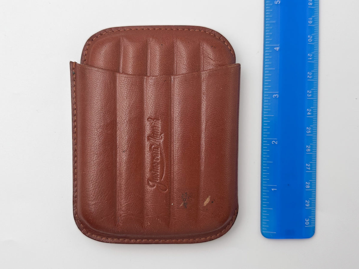 Cigar Case Justus van Maurik Vintage Brown Leather | Telescopic Pocket Cigarillo Holder Tobacciana Dutch