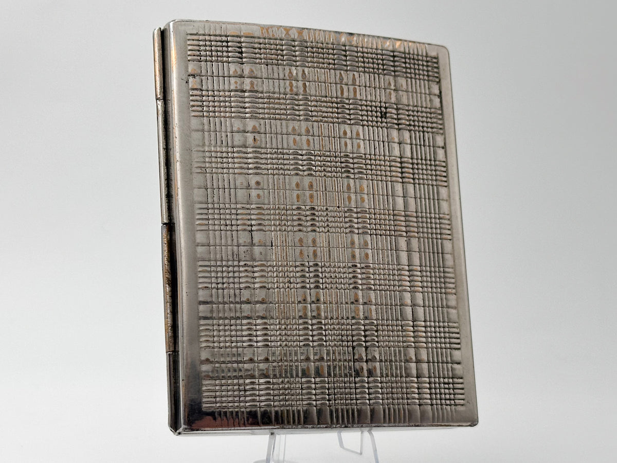 Vintage Art Deco Plaid Grid Cigarette Case | Odessa Sanitas Artel Pocket Box Soviet Tobacciana USSR