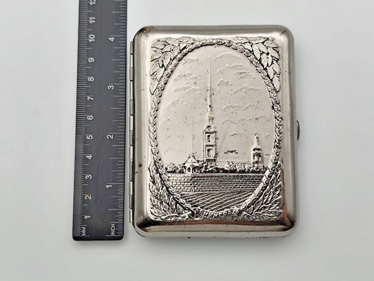 Vintage Cigarette Case Peter and Paul Fortress | Leningrad Landmark Pocket Box Soviet Tobacciana USSR