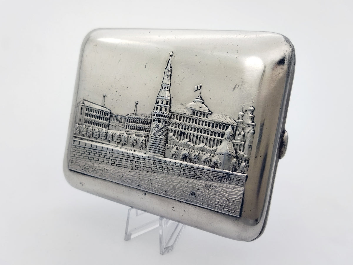 Vintage Moscow Kremlin Cigarette Case | Landmark Relief Pocket Box Soviet Tobacciana USSR