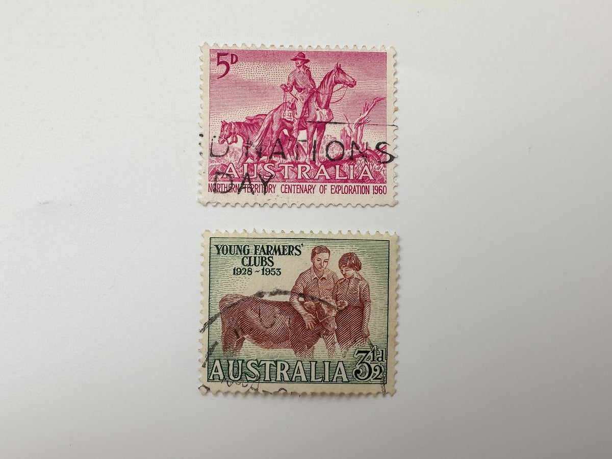 1930–1950s Australia Postage Stamps Collection | Vintage Australian Fauna Koala Kangaroo & Queen Elizabeth II Set of 12 MH Cancelled
