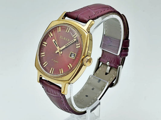 Vintage SLAVA 2414 AU 10 Soviet Mechanical Watch | Gilding  Wristwatch USSR Watch