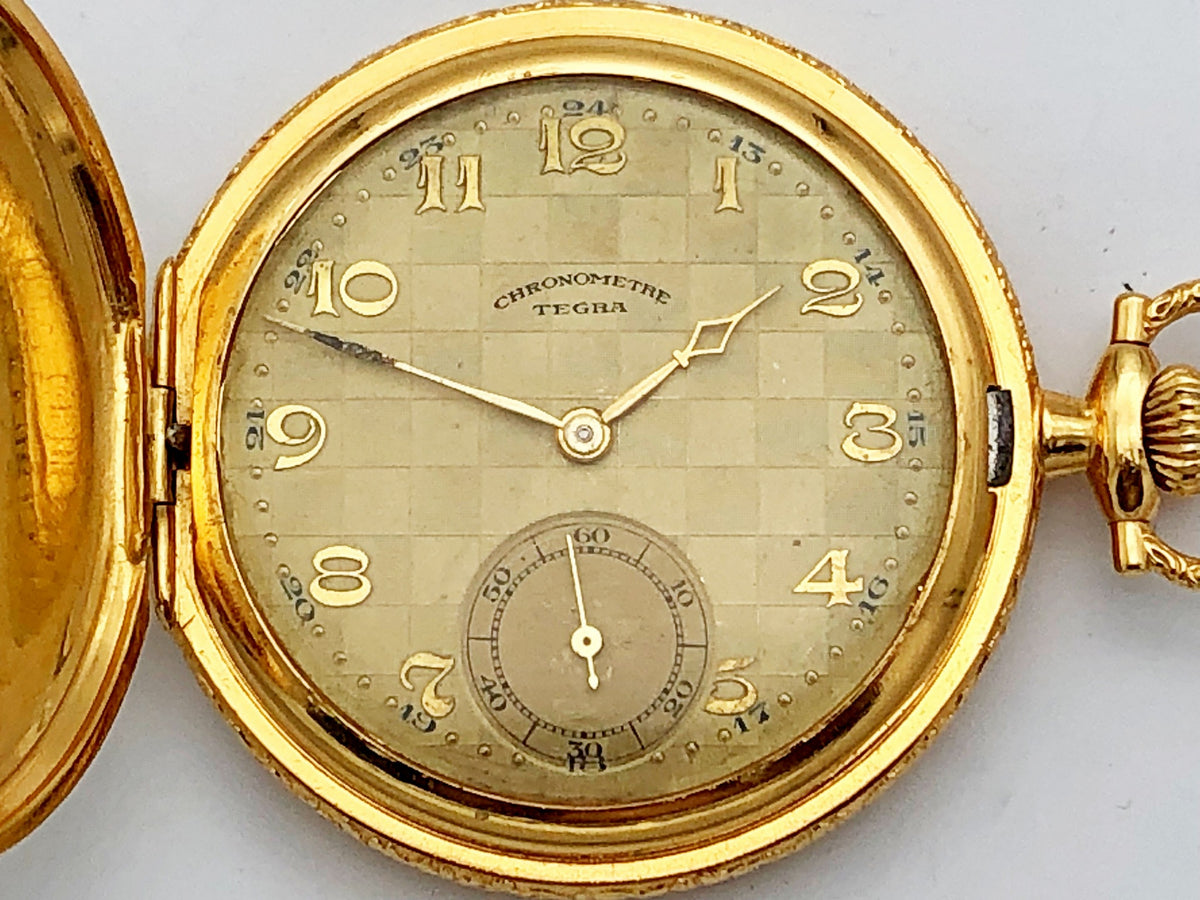 Antique Tegra Chronometre Swiss Pocket Watch | Gold Plated Mechanical Watch