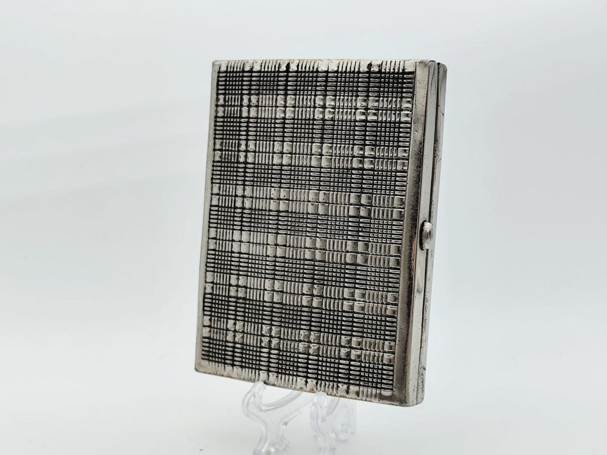 Vintage Art Deco Checkered Cigarette Case | Odessa Sanitas Artel Pocket Box Soviet Tobacciana USSR