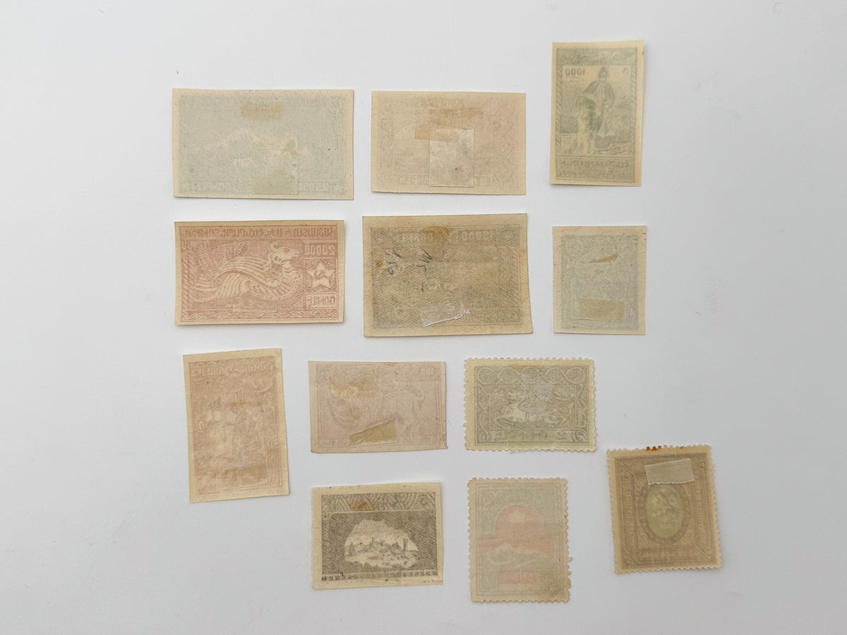 1920–1923 Armenia & Soviet Republic Postage Stamps Collection | Vintage Mount Ararat Bird Sirin & Yerevan Overprints Set of 27 MH