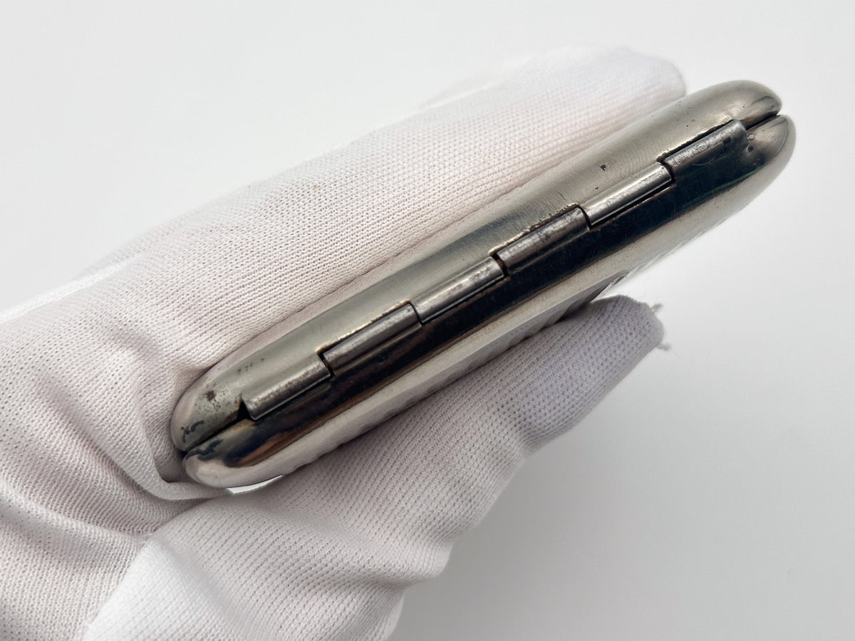 Vintage "Moscow Star" Soviet Cigarette Case | USSR Multilingual Moskva Striped Metal Tobacciana Souvenir