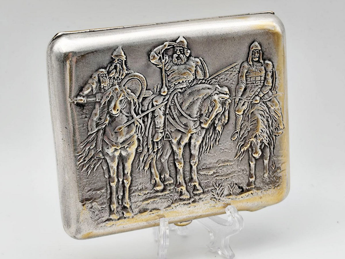 Cigarette Case Three Bogatyrs Vintage Soviet | Kyiv Artel 30 Years of October Tobacciana USSR