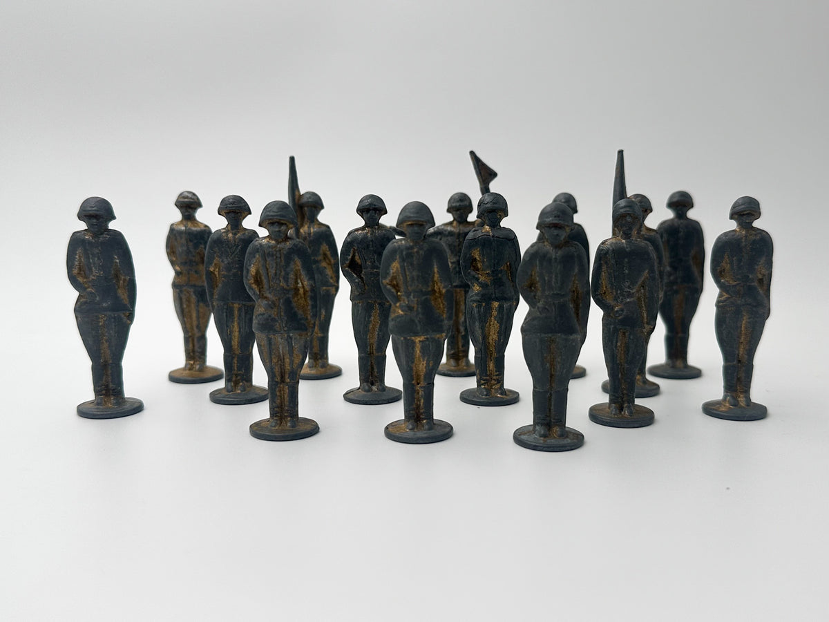 Vintage Soviet Metal Toy Soldiers "Stolbiki" Parade Lot | USSR Cast Figures Set of 15