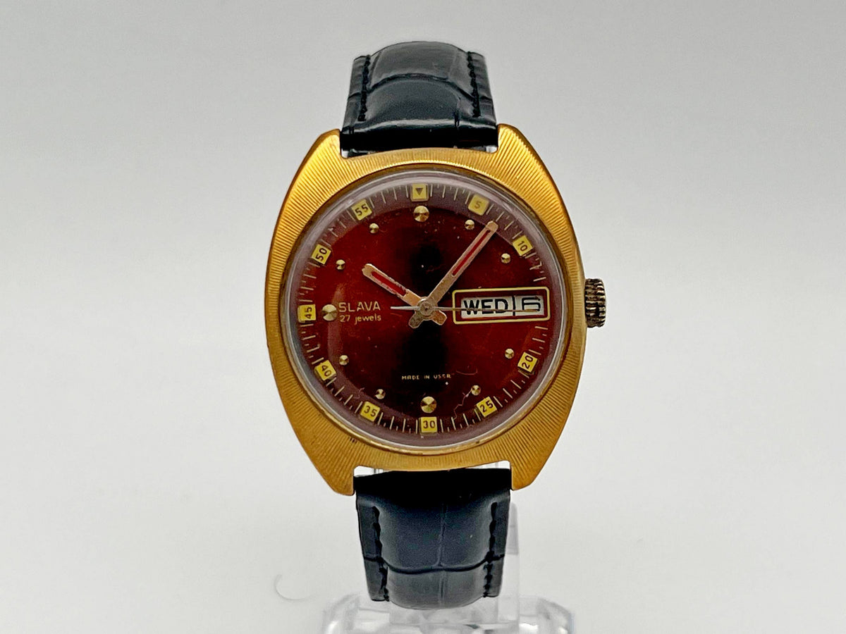 Vintage SLAVA 2427 AU 10 Self-Winding Soviet Mechanical Watch | Gilding  Wristwatch USSR Watch