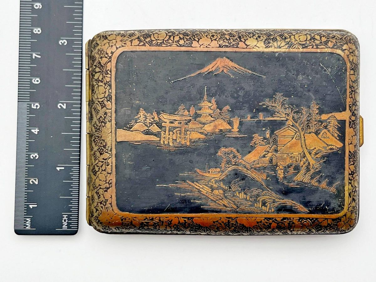 Cigarette Case Japanese Mount Fuji Vintage Smoking Box Collectible Tobacciana