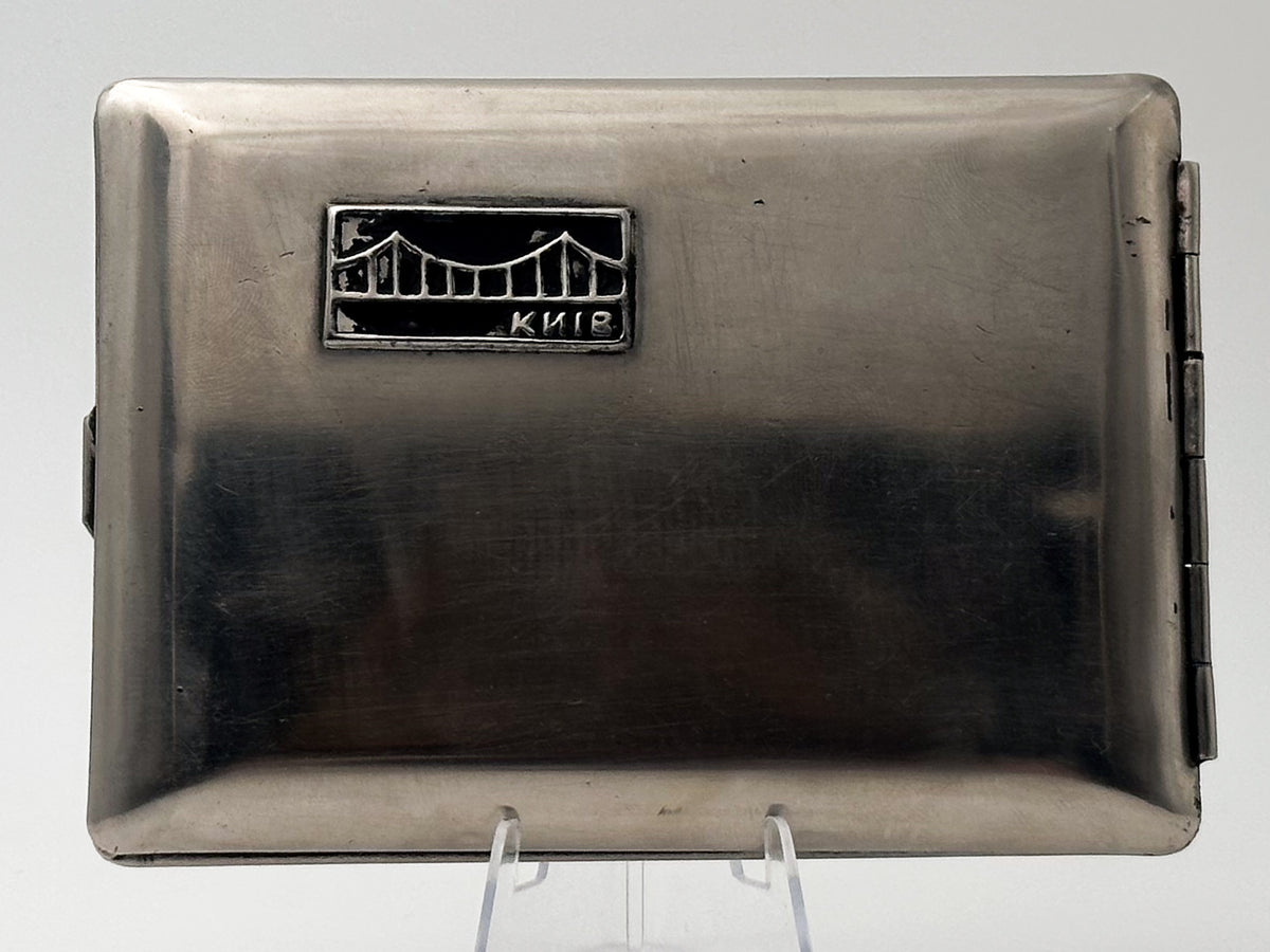 Vintage Cigarette Case Kyiv Dnieper Bridge | Ukrainian Landmark Pocket Box Soviet Tobacciana USSR