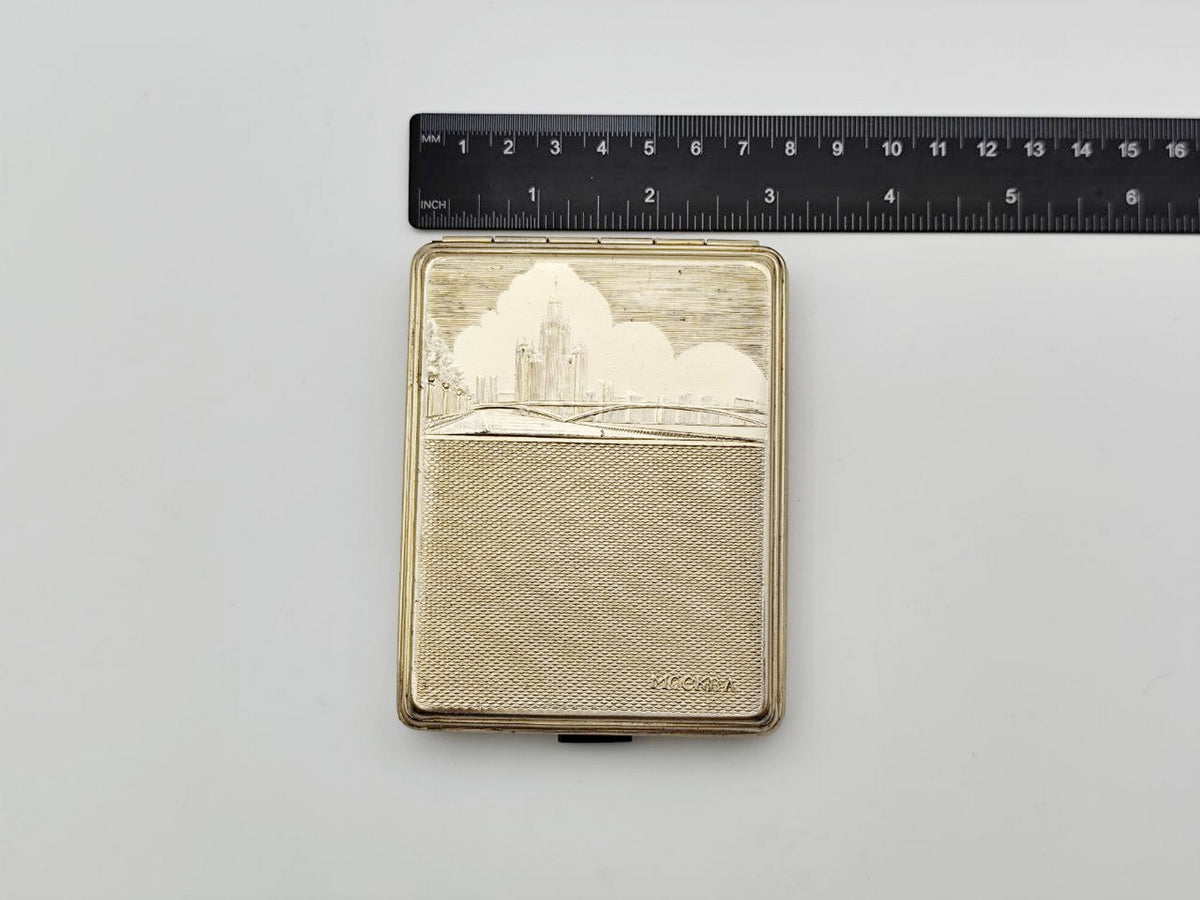Vintage MSU Moscow State University Cigarette Case | Architecture Pocket Box Soviet Tobacciana USSR