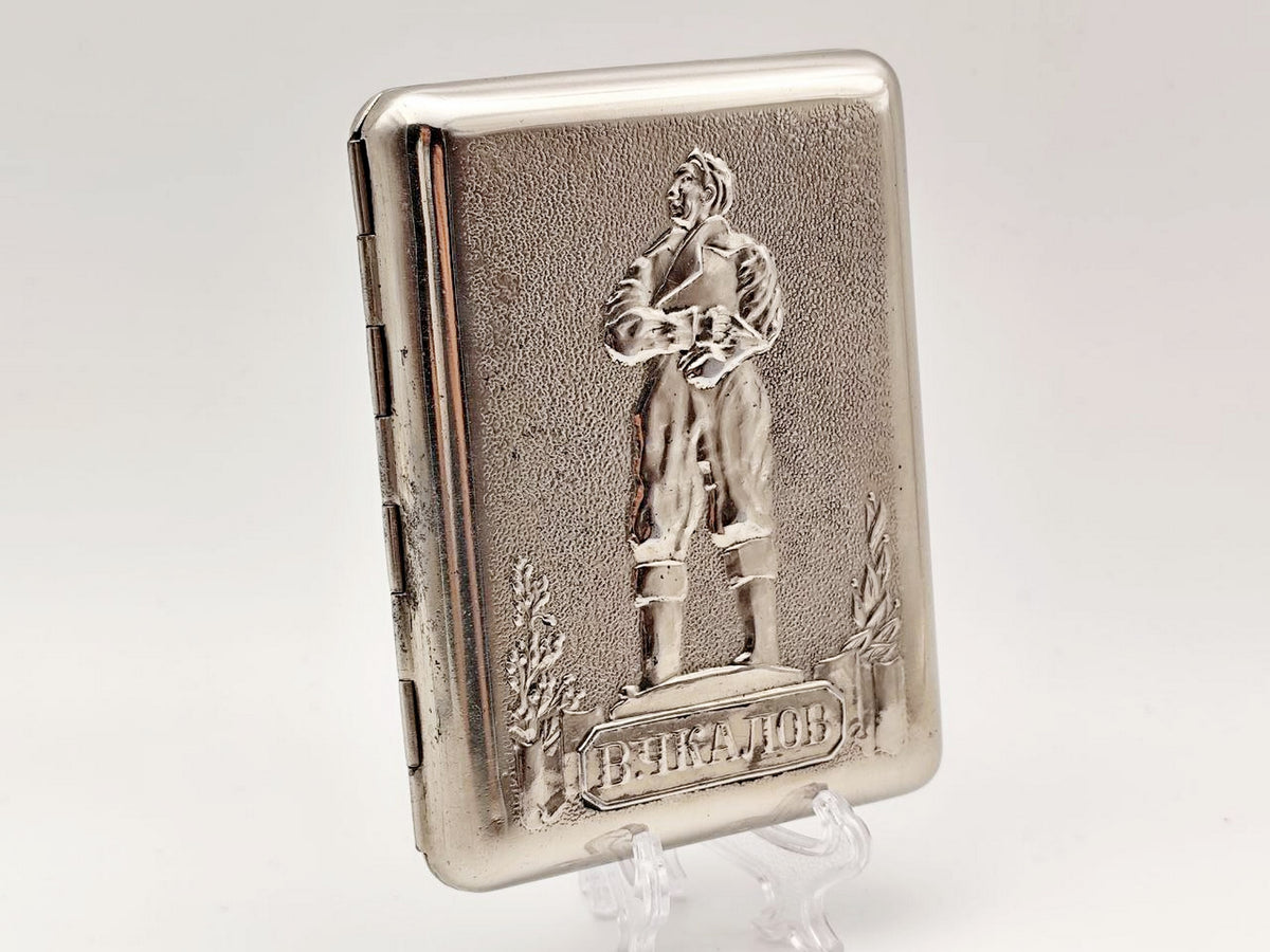 Cigarette Case Valery Chkalov Vintage Soviet | Pilot Hero Aviation Monument Tobacciana USSR