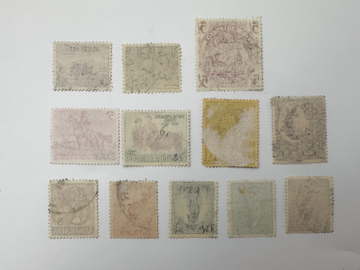 1930–1950s Australia Postage Stamps Collection | Vintage Australian Fauna Koala Kangaroo & Queen Elizabeth II Set of 12 MH Cancelled