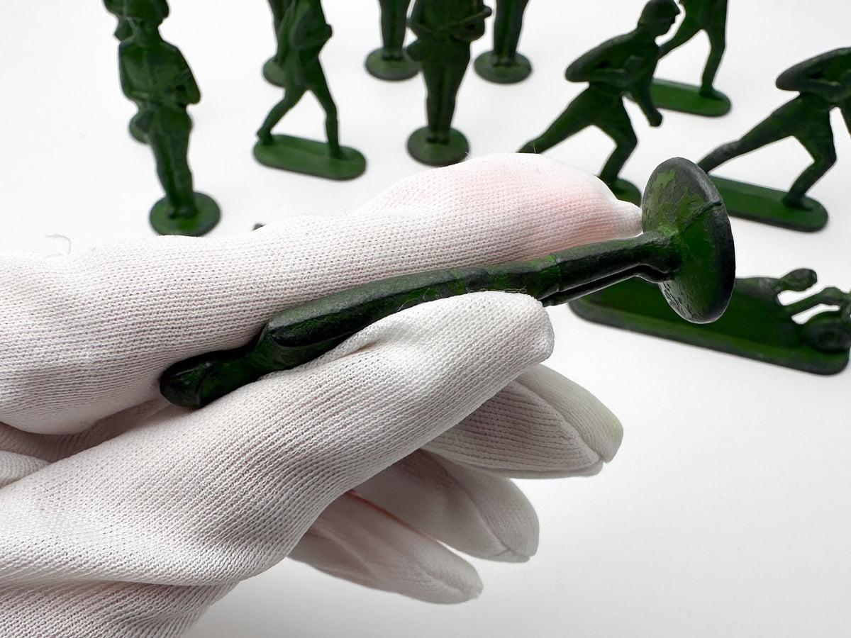 Vintage Soviet Metal Toy Soldiers Set | USSR Cast Figures with 2 Prone Machine Gunners
