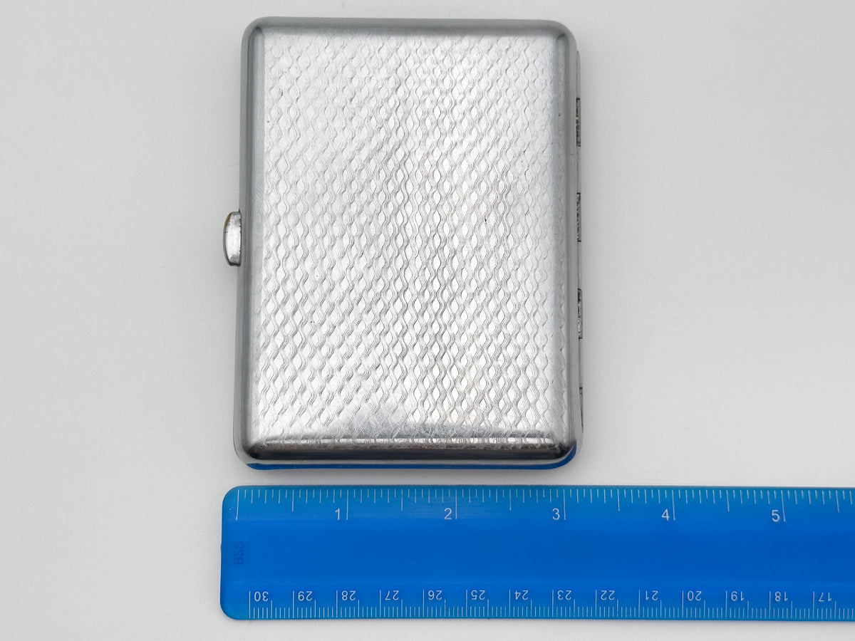 Vintage Geometric Guilloche Soviet Cigarette Case | Rare Metallodetal Plant M.M.P. USSR Silver Tone Diagonal Metal Tobacciana