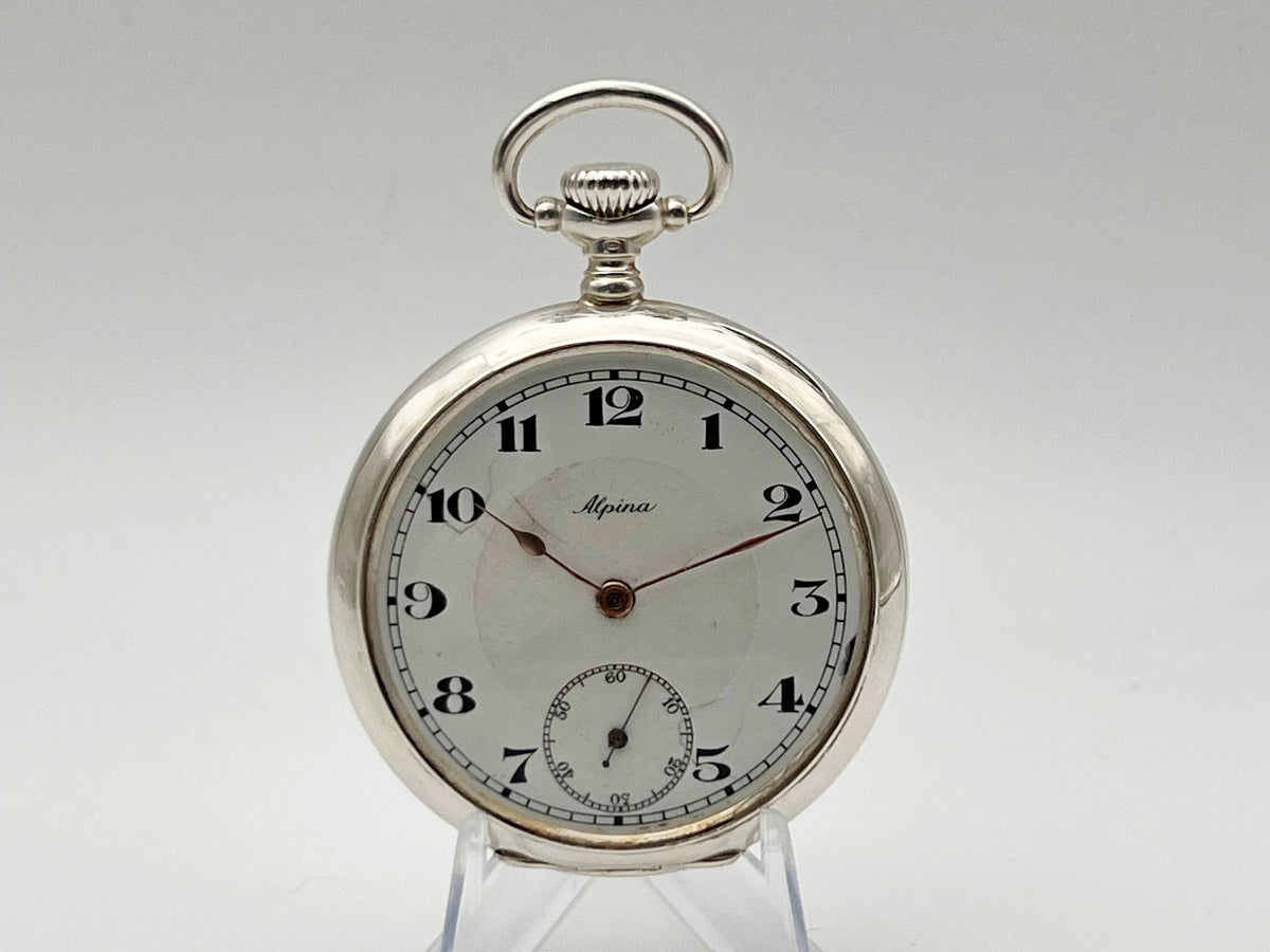 Antique Alpina Swiss Pocket Watch | Silver 800 Mechanical Watch