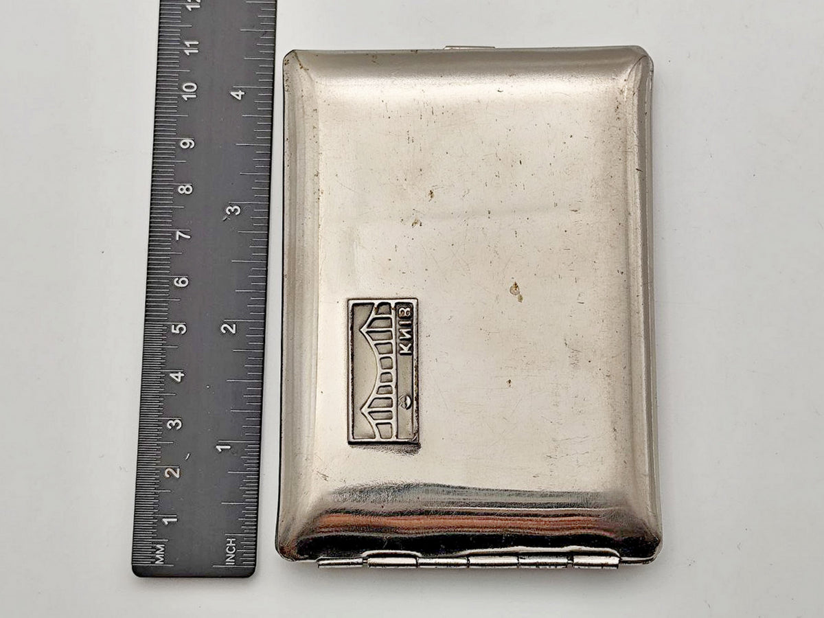 Vintage Kyiv City Bridge Cigarette Case | Ukrainian Landmark Pocket Box Soviet Tobacciana USSR