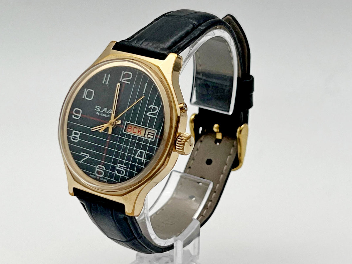 Vintage SLAVA 2428 AU Soviet Mechanical Watch | Gilding  Wristwatch USSR Watch