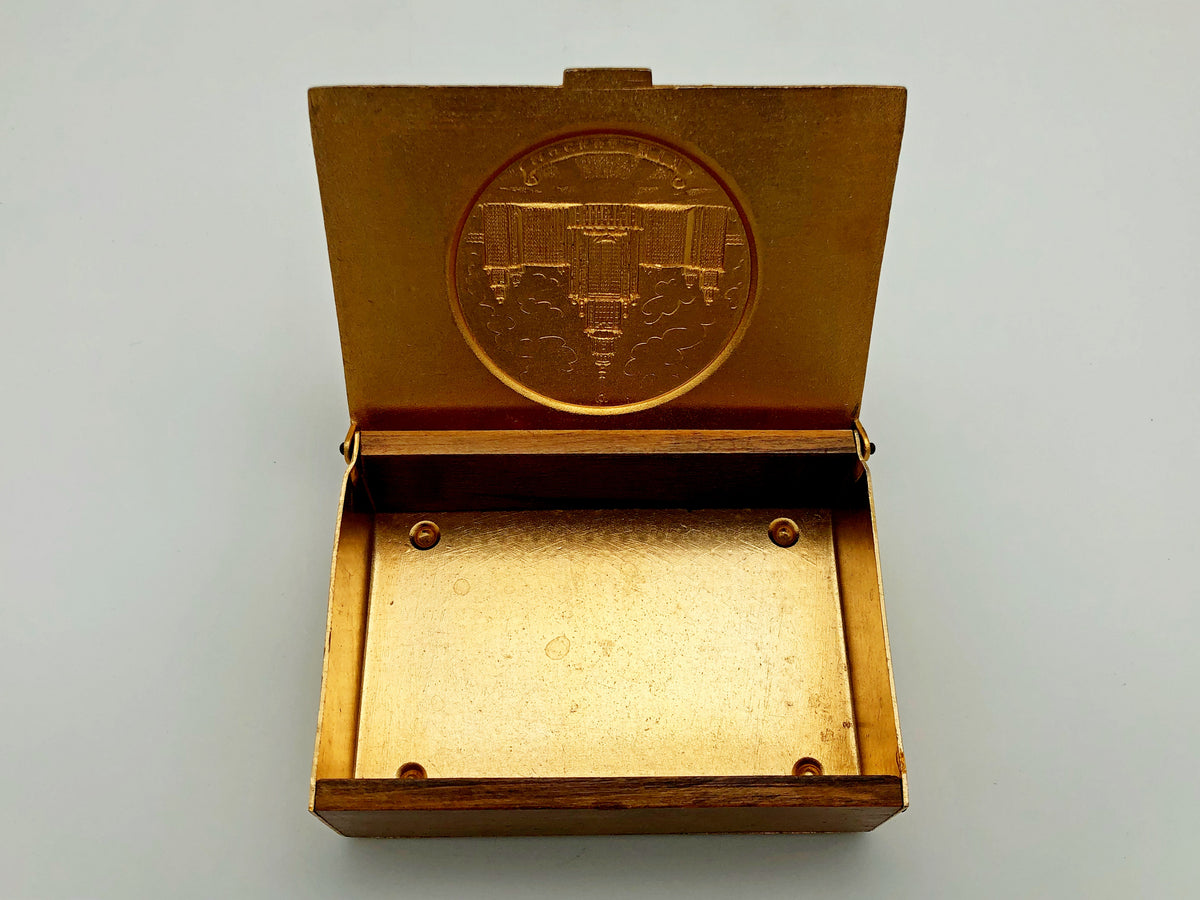 Vintage Cigarette Case Moscow State University |  Wood Aluminum Trinket Box Soviet Tobacciana USSR