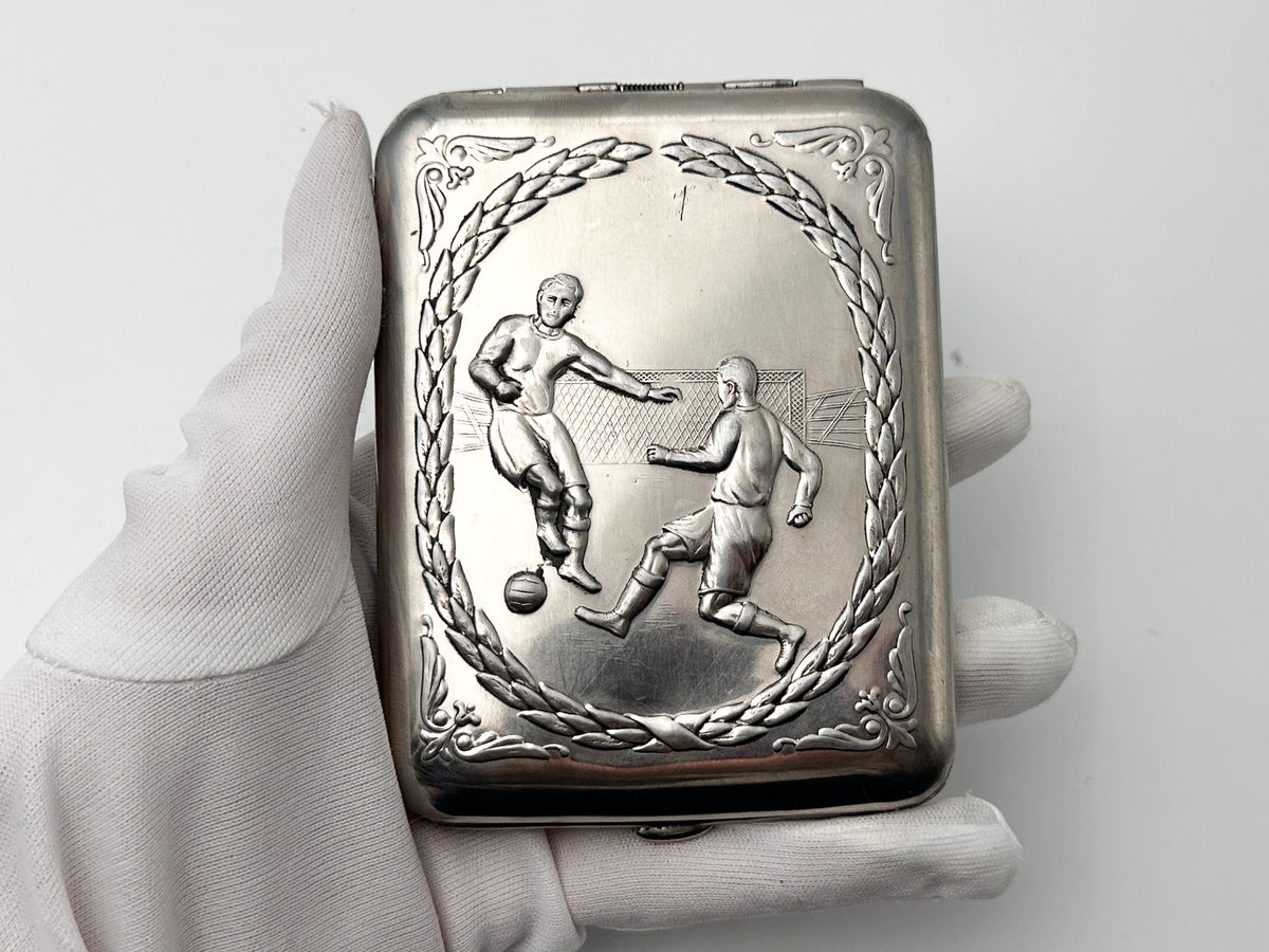Cigarette Case Football Players Vintage Soviet | Soccer Match Mosshtamp Plant Tobacciana USSR