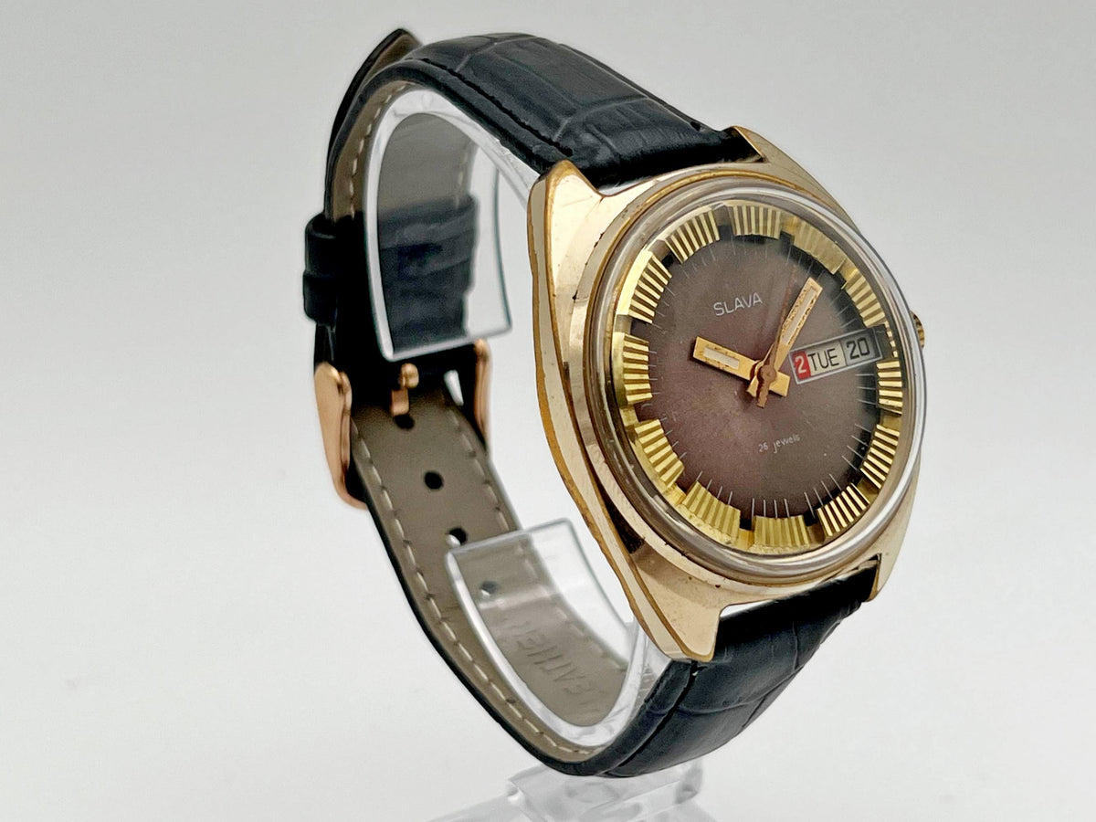 Vintage SLAVA 2428 AU Soviet Mechanical Watch | Gilding  Wristwatch USSR Watch