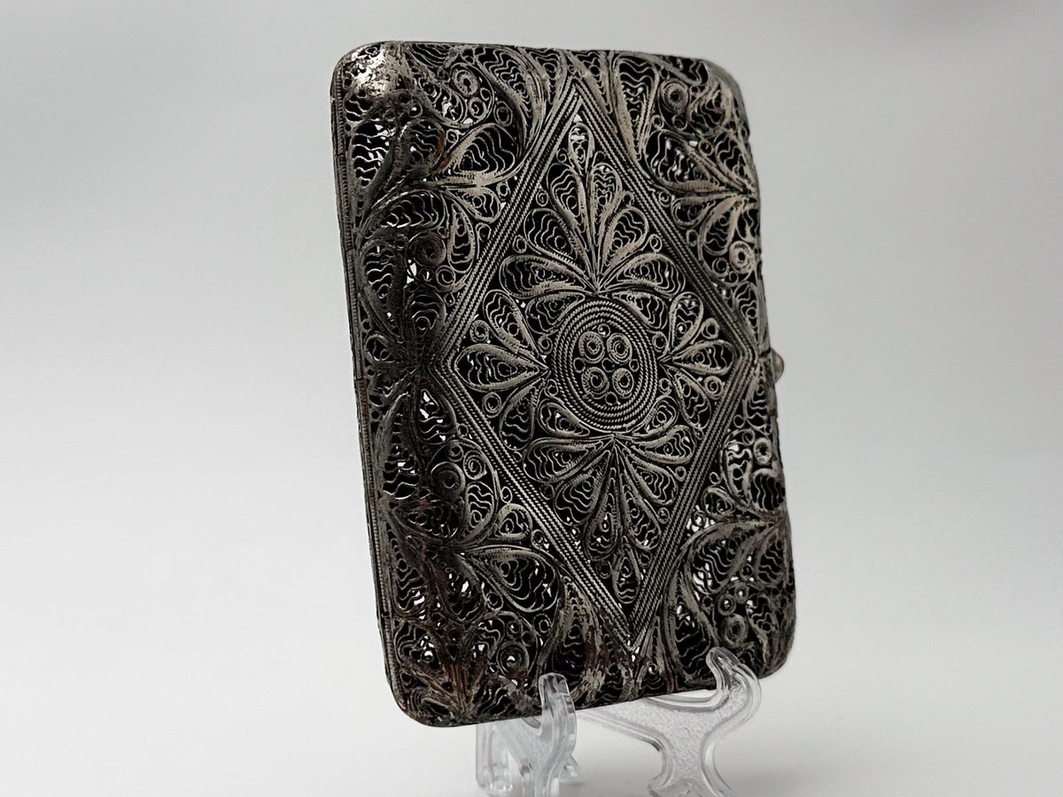 Cigarette Case Kazakovskaya Filigree Vintage | Antique Silver Plated Openwork Tobacciana USSR