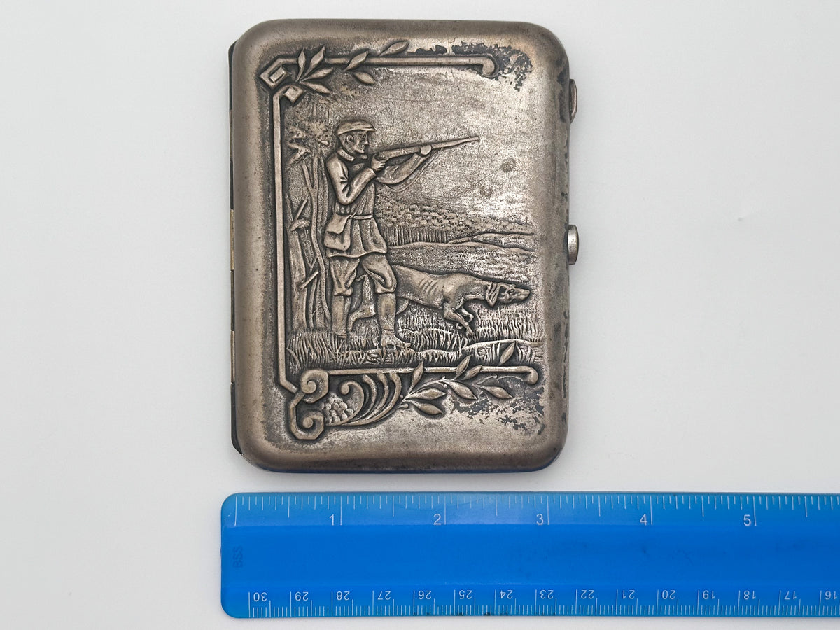 Cigarette Case Hunter and Dog Vintage Soviet | Artel Pobeda Moscow Melchior Tobacciana USSR