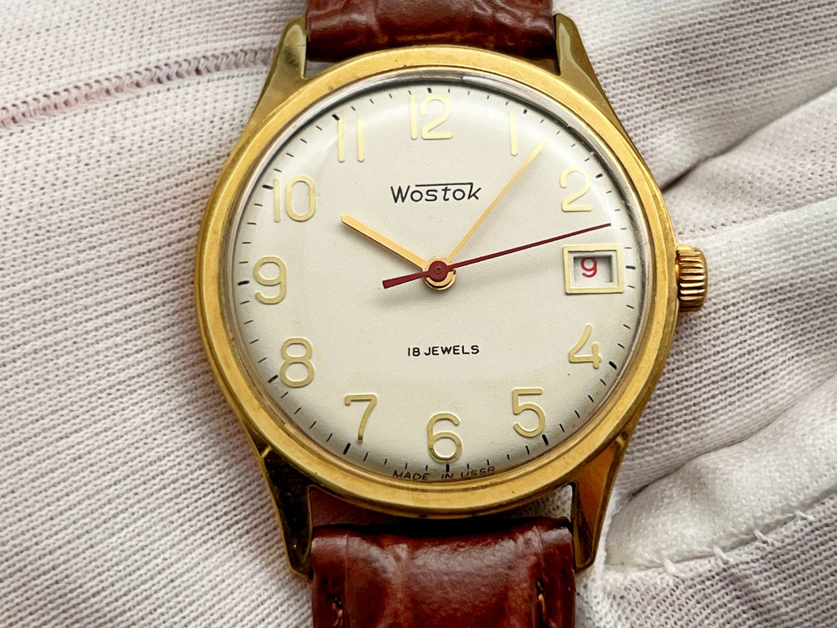Vintage WOSTOK 2214 AU 10 Gilt Soviet Mechanical Wristwatch | Vostok USSR Watch