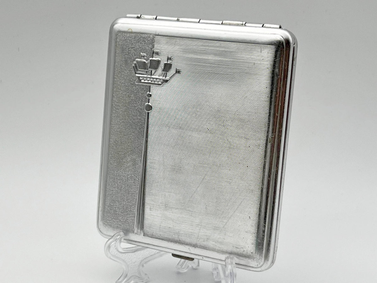 Vintage "Leningrad Ship" Soviet Cigarette Case | USSR Admiralty Sailing Boat Guilloche Metal Tobacciana Souvenir