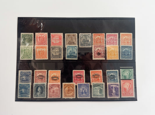 1890–1899 El Salvador Postage Stamps Collection | Vintage Antique Central America Official Overprints Set of 30 MH