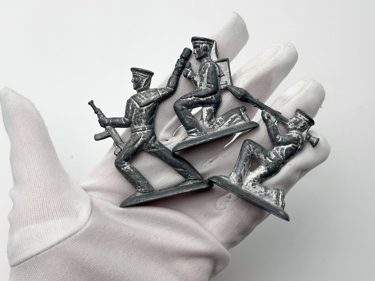 Vintage Soviet Revolutionary Sailors Metal Toy Soldiers Lot | USSR Flat Figures Combat Set of 10