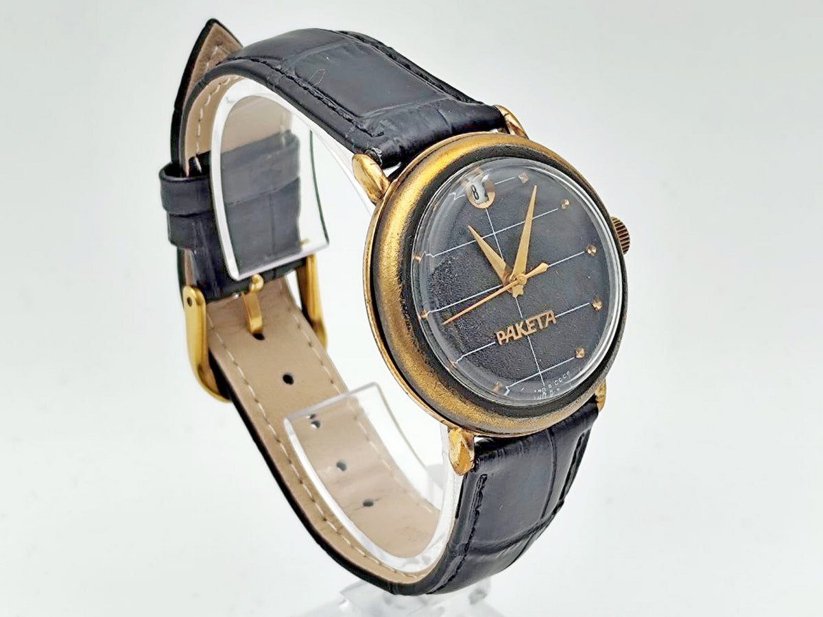 Vintage RAKETA 2614 Black Prince Soviet Mechanical Watch | Very Rare Wristwatch Calendar USSR Men's Watch