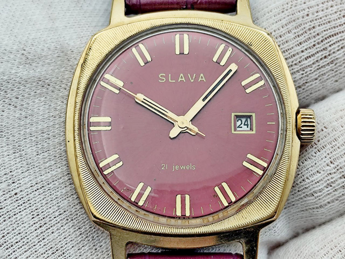 Vintage SLAVA 2414 AU 10 Soviet Mechanical Watch | Gilding  Wristwatch USSR Watch