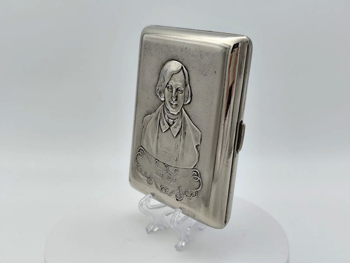 Vintage Nikolai Gogol Cigarette Case | 100th Anniversary Centenary Relief Pocket Box Soviet Tobacciana USSR