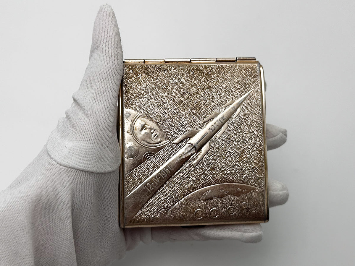 Cigarette Case Yuri Gagarin Vostok Space Vintage Soviet | First Manned Flight 1961 Tobacciana USSR