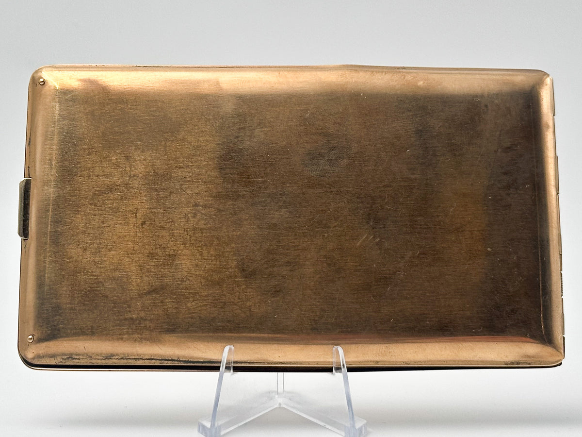 Cigarette Case Kaj Engraved Vintage Gold Tone | Elgin American Mid Century Tobacciana USA