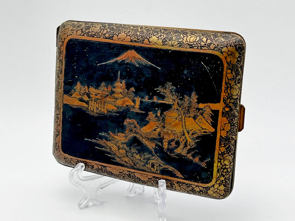 Cigarette Case Japanese Mount Fuji Vintage Smoking Box Collectible Tobacciana