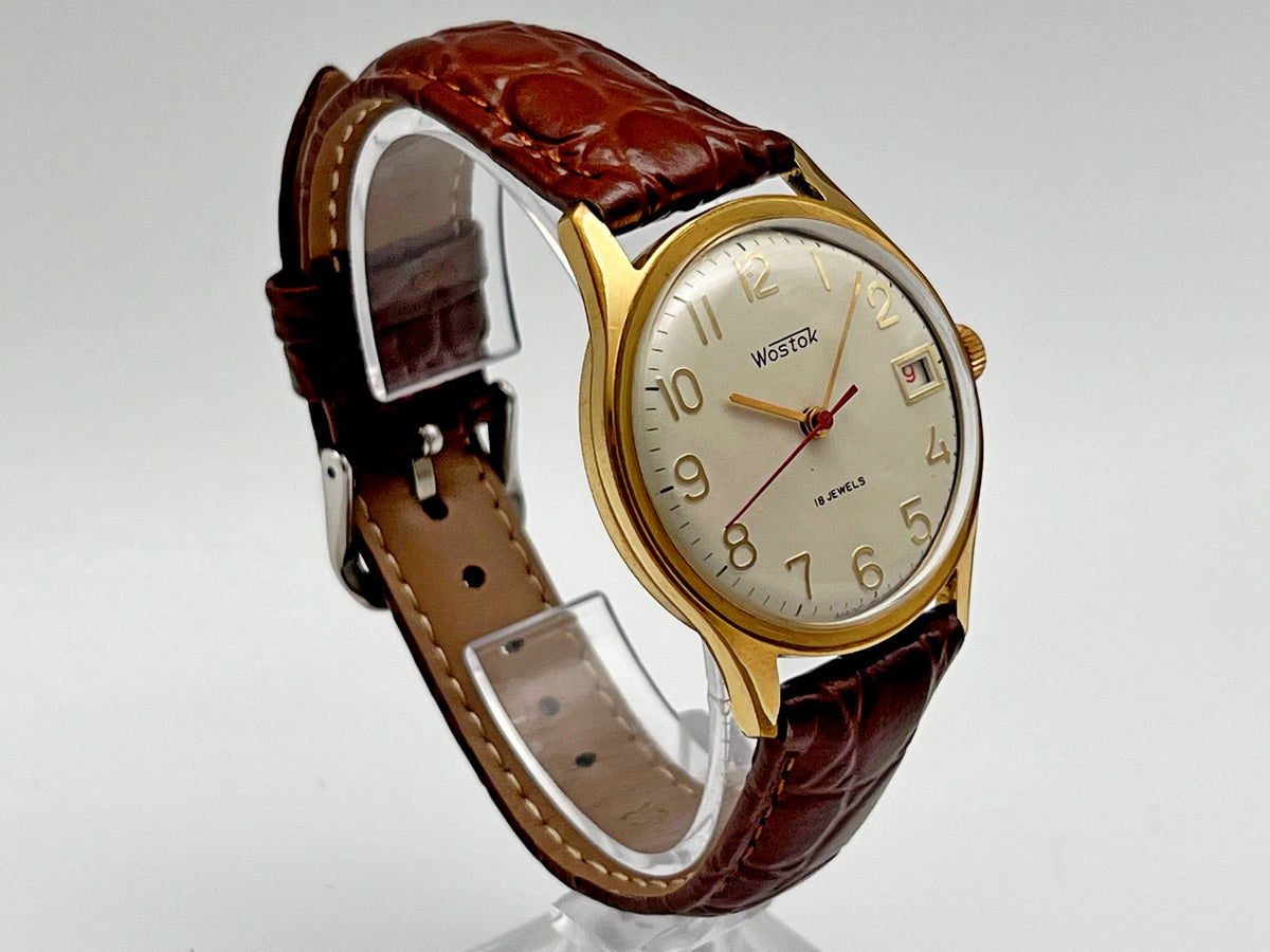 Vintage WOSTOK 2214 AU 10 Gilt Soviet Mechanical Wristwatch | Vostok USSR Watch