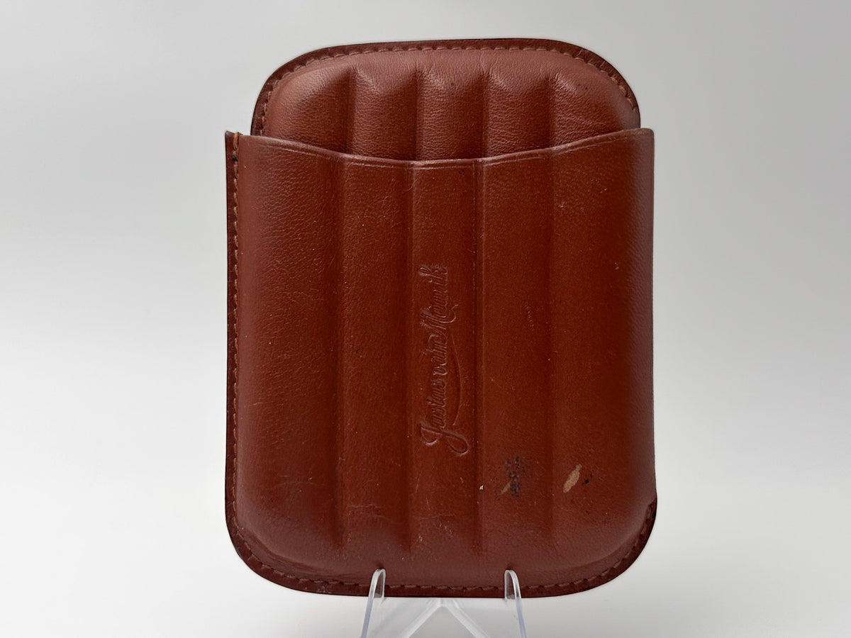 Cigar Case Justus van Maurik Vintage Brown Leather | Telescopic Pocket Cigarillo Holder Tobacciana Dutch