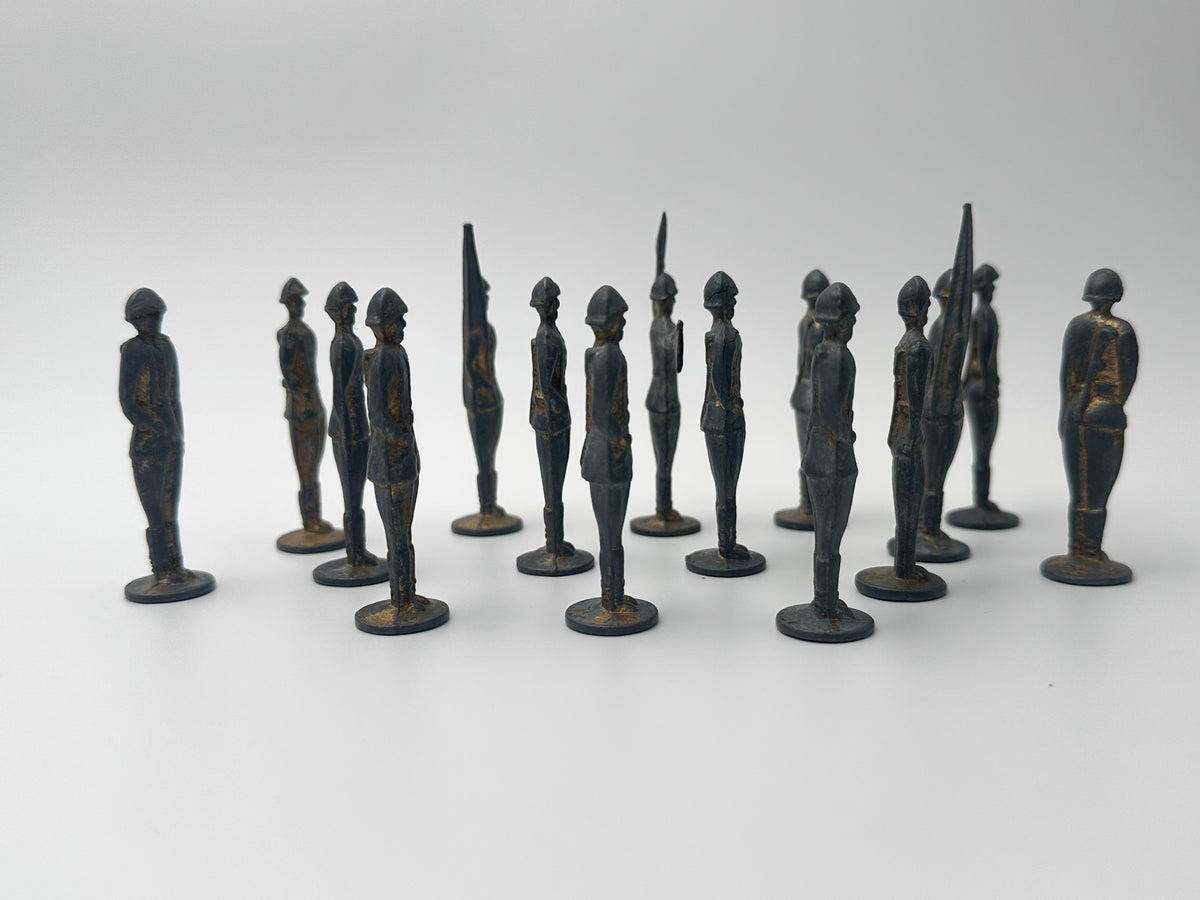 Vintage Soviet Metal Toy Soldiers "Stolbiki" Parade Lot | USSR Cast Figures Set of 15