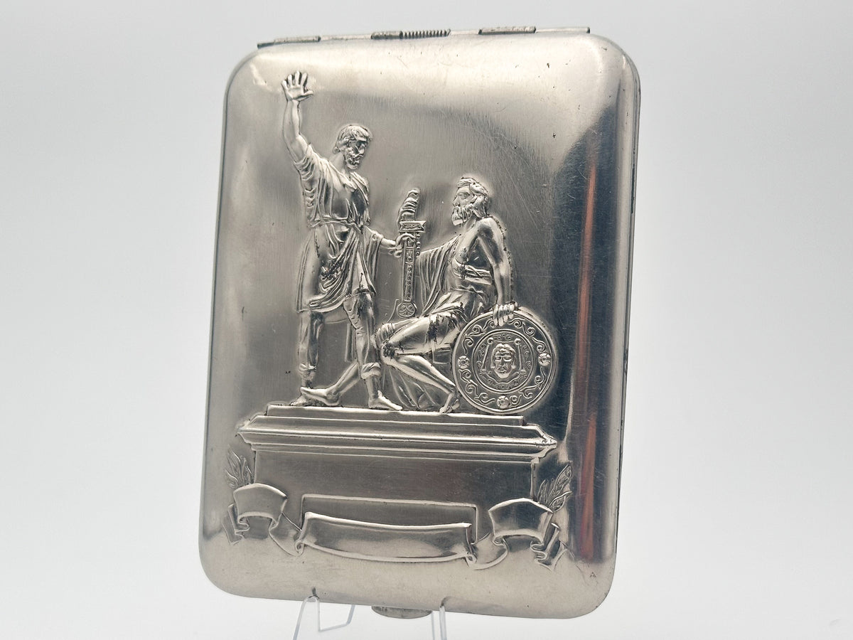 Vintage "Minin and Pozharsky" Soviet Cigarette Case | USSR Moscow Red Square Embossed Metal Tobacciana Monument Souvenir