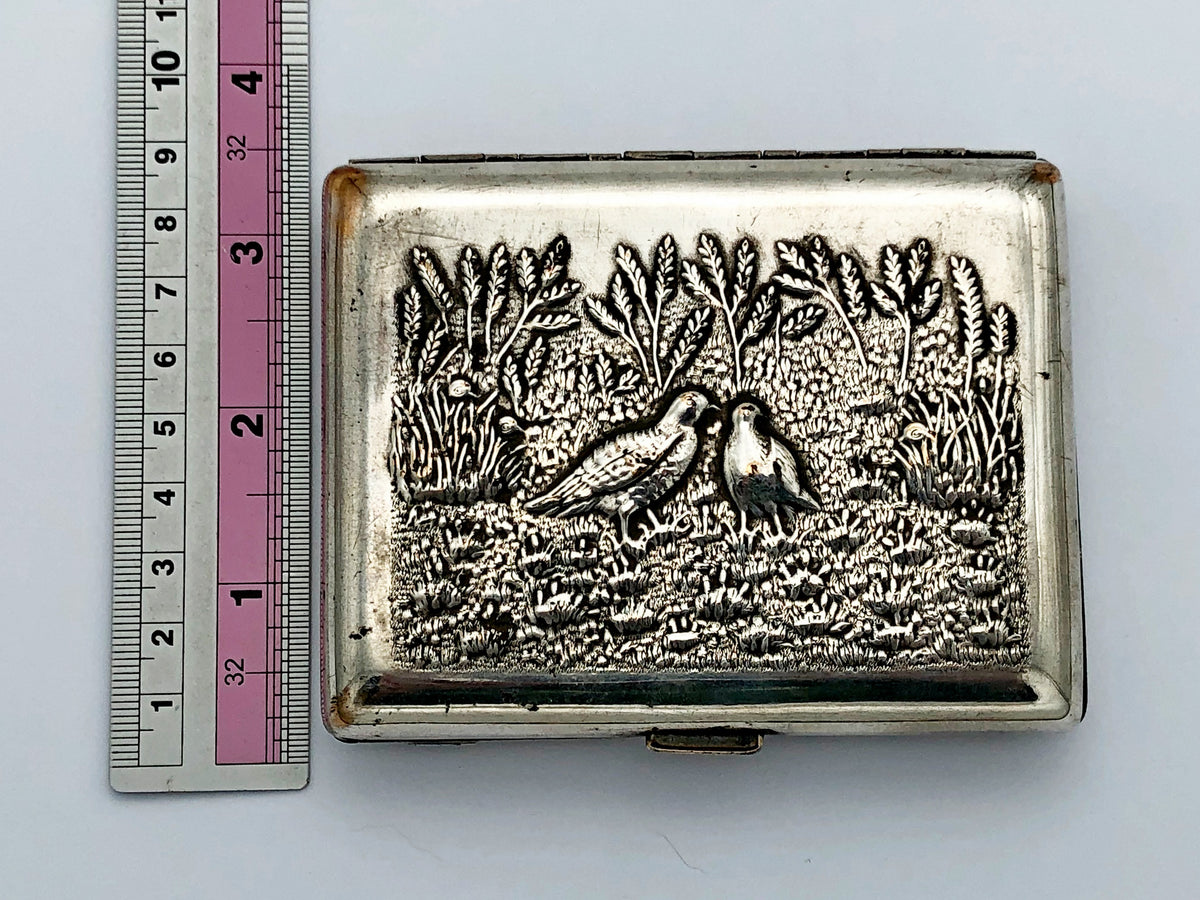 Vintage "Hunters at Rest" Soviet Cigarette Case | Rare Perov Painting USSR Embossed Metal Tobacciana Hunting Souvenir