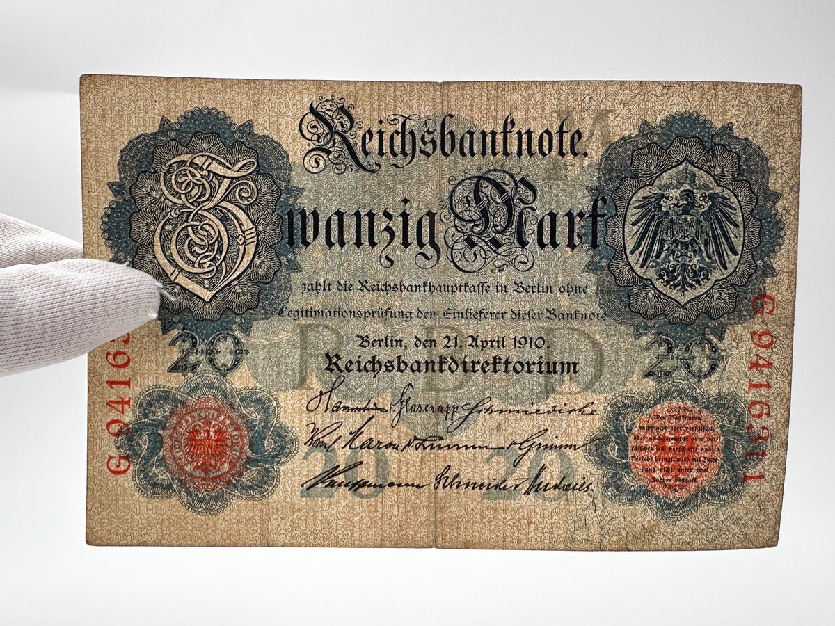 Imperial German Reichsbanknote Collection | Vintage Pre-WWI & WWI Banknotes Set of 4 (20, 100, 1000 Mark)